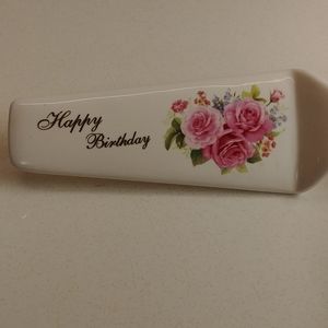 🎉2/$16 Hampstead Fine Bone China Floral Rose Happy Birthday Pie Cake Server